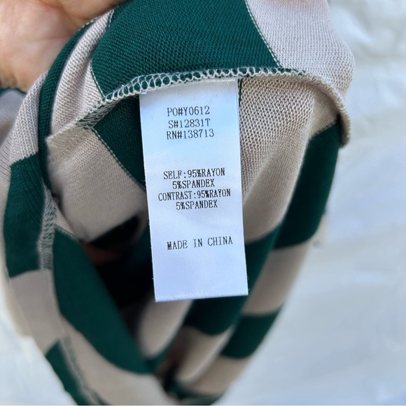 NWT Anthropologie Doe & Rae Knit Lightweight Stripe Hoodie Green Tan Size L 0033 - Picture 3 of 7